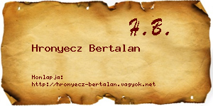 Hronyecz Bertalan névjegykártya